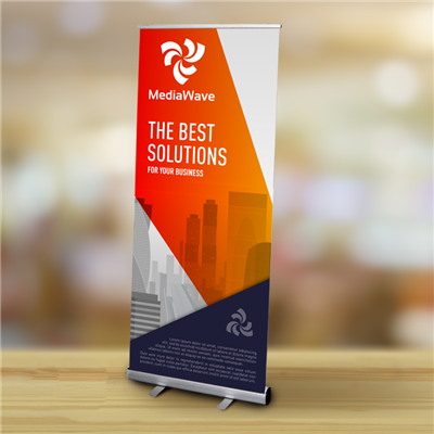 Custom retractable banner stand with full-color printing - Allegra Tampa